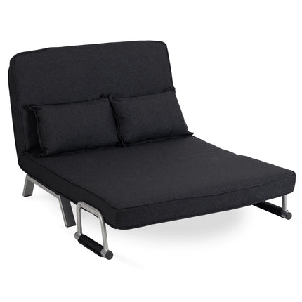 Mebel Elite Bart 2 Luxe 3-in-1 Uitklapbare Grote Slaapstoel Zwart - Inklapbare Slaapbank Met 5 Standen Verstelbare Rugleuning - Belastbaar Tot 250 kg - Moderne Slaapfauteuil - Logeerbed
