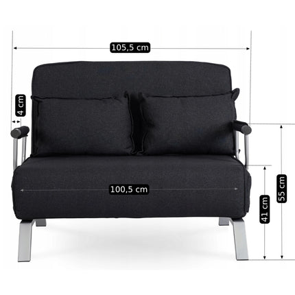 Mebel Elite Bart 2 Luxe 3-in-1 Uitklapbare Grote Slaapstoel Zwart - Inklapbare Slaapbank Met 5 Standen Verstelbare Rugleuning - Belastbaar Tot 250 kg - Moderne Slaapfauteuil - Logeerbed