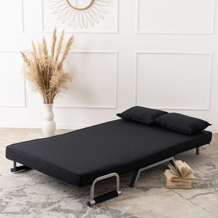 Mebel Elite Bart 2 Luxe 3-in-1 Uitklapbare Grote Slaapstoel Zwart - Inklapbare Slaapbank Met 5 Standen Verstelbare Rugleuning - Belastbaar Tot 250 kg - Moderne Slaapfauteuil - Logeerbed