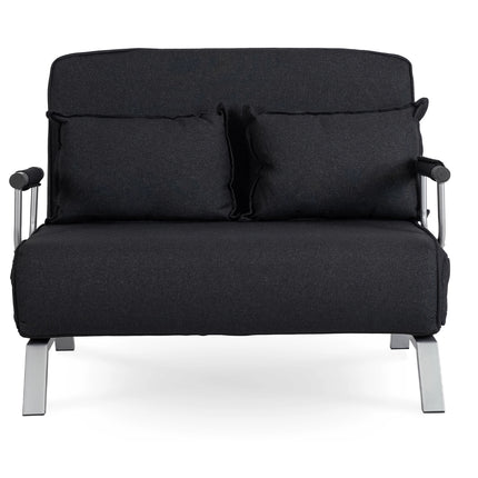 Mebel Elite Bart 2 Luxe 3-in-1 Uitklapbare Grote Slaapstoel Zwart - Inklapbare Slaapbank Met 5 Standen Verstelbare Rugleuning - Belastbaar Tot 250 kg - Moderne Slaapfauteuil - Logeerbed