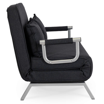 Mebel Elite Bart 2 Luxe 3-in-1 Uitklapbare Grote Slaapstoel Zwart - Inklapbare Slaapbank Met 5 Standen Verstelbare Rugleuning - Belastbaar Tot 250 kg - Moderne Slaapfauteuil - Logeerbed