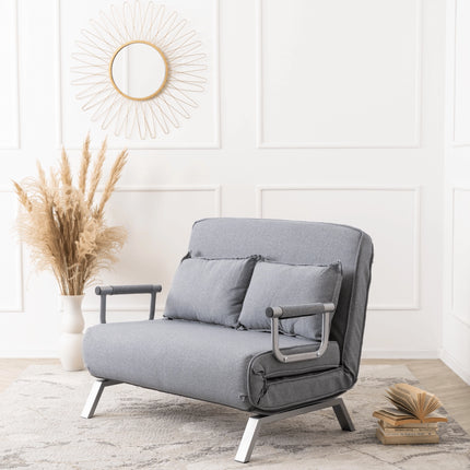 Mebel Elite Bart 2 Luxe 3-in-1 Uitklapbare Grote Slaapstoel Grijs - Inklapbare Slaapbank Met 5 Standen Verstelbare Rugleuning - Belastbaar Tot 250 kg - Moderne Slaapfauteuil - Logeerbed