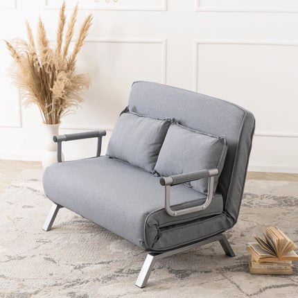 Mebel Elite Bart 2 Luxe 3-in-1 Uitklapbare Grote Slaapstoel Grijs - Inklapbare Slaapbank Met 5 Standen Verstelbare Rugleuning - Belastbaar Tot 250 kg - Moderne Slaapfauteuil - Logeerbed
