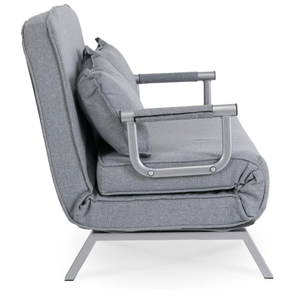 Mebel Elite Bart 2 Luxe 3-in-1 Uitklapbare Grote Slaapstoel Grijs - Inklapbare Slaapbank Met 5 Standen Verstelbare Rugleuning - Belastbaar Tot 250 kg - Moderne Slaapfauteuil - Logeerbed