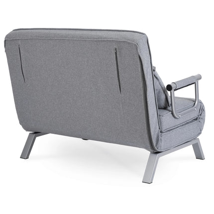 Mebel Elite Bart 2 Luxe 3-in-1 Uitklapbare Grote Slaapstoel Grijs - Inklapbare Slaapbank Met 5 Standen Verstelbare Rugleuning - Belastbaar Tot 250 kg - Moderne Slaapfauteuil - Logeerbed