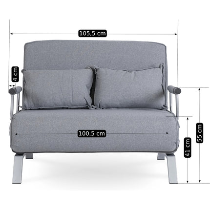Mebel Elite Bart 2 Luxe 3-in-1 Uitklapbare Grote Slaapstoel Grijs - Inklapbare Slaapbank Met 5 Standen Verstelbare Rugleuning - Belastbaar Tot 250 kg - Moderne Slaapfauteuil - Logeerbed