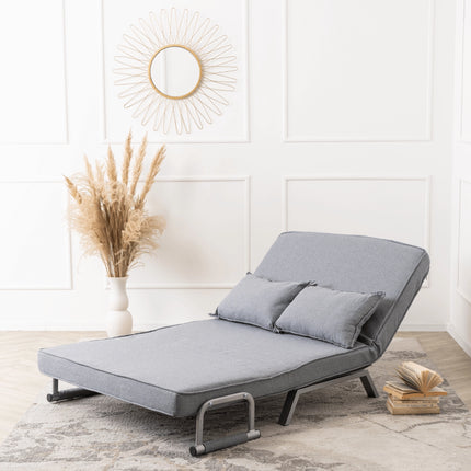 Mebel Elite Bart 2 Luxe 3-in-1 Uitklapbare Grote Slaapstoel Grijs - Inklapbare Slaapbank Met 5 Standen Verstelbare Rugleuning - Belastbaar Tot 250 kg - Moderne Slaapfauteuil - Logeerbed