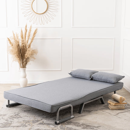 Mebel Elite Bart 2 Luxe 3-in-1 Uitklapbare Grote Slaapstoel Grijs - Inklapbare Slaapbank Met 5 Standen Verstelbare Rugleuning - Belastbaar Tot 250 kg - Moderne Slaapfauteuil - Logeerbed