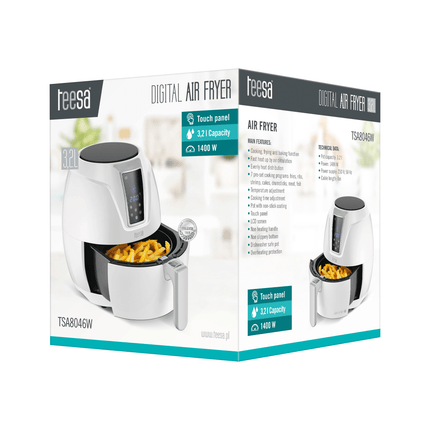Teesa digitale airfryer / heteluchtfriteuse 3,2 liter wit TSA8046W