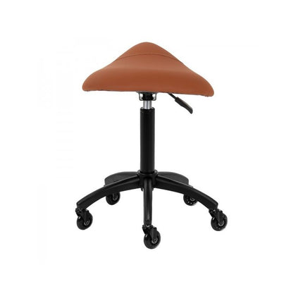 Gabbiano Kapperskruk Bruin – Ergonomische Zadelkruk met Gasveer – Professionele Salonstoel met Wielen