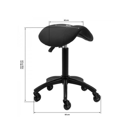 Gabbiano Kapperskruk Zwart – Ergonomische Zadelkruk met Gasveer – Professionele Salonstoel met Wielen