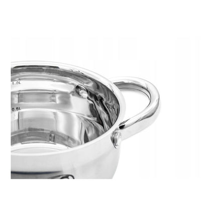 MH-1250 Kookpan 1,3 Liter 14 cm – RVS Pan met Glazen Deksel – Geschikt voor Inductie