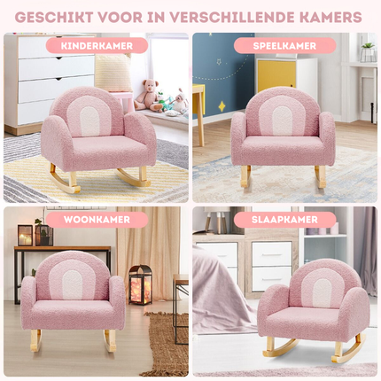 Trendmix Kinderschommelstoel Teddy Roze – Ergonomisch – Voor Kind 3-5 Jaar – Houten Schommelstoel – 50,8 × 49,5 × 50,8 cm