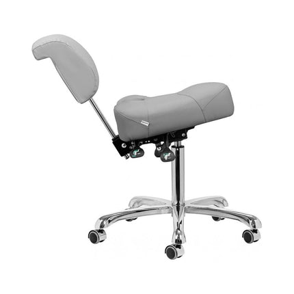 Giovanni Ergonomische Podologie Cosmetische Zadelkruk Met Rugleuning - Kappers kruk Pedicure Schoonheidsspecialist Grijs