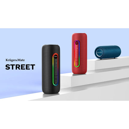 Krüger & Matz Street Draadloze Draagbare Bluetooth 5.0 Speaker Waterdicht - RGB Verlichting - TWS Functie - 20W - Blauw