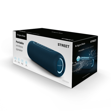 Krüger & Matz Street Draadloze Draagbare Bluetooth 5.0 Speaker Waterdicht - RGB Verlichting - TWS Functie - 20W - Blauw
