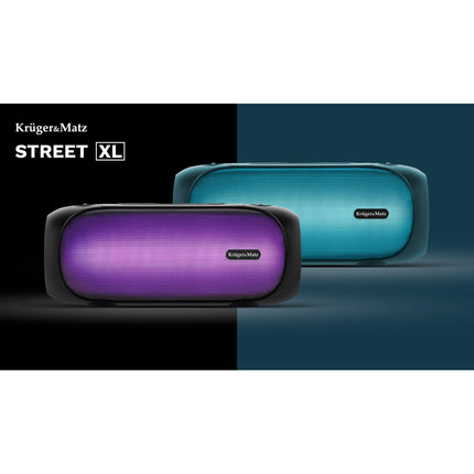 Krüger & Matz Street XL Draadloze Draagbare Bluetooth Speaker Met FM Radio - RGB Verlichting - TWS Functie - 30W - Zwart