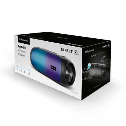 Krüger & Matz Street XL Draadloze Draagbare Bluetooth Speaker Met FM Radio - RGB Verlichting - TWS Functie - 30W - Zwart