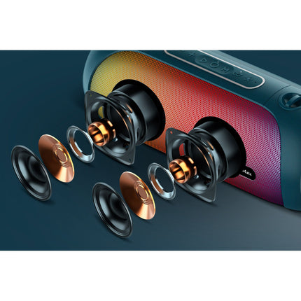Krüger & Matz Street XL Draadloze Draagbare Bluetooth Speaker Met FM Radio - RGB Verlichting - TWS Functie - 30W - Zwart