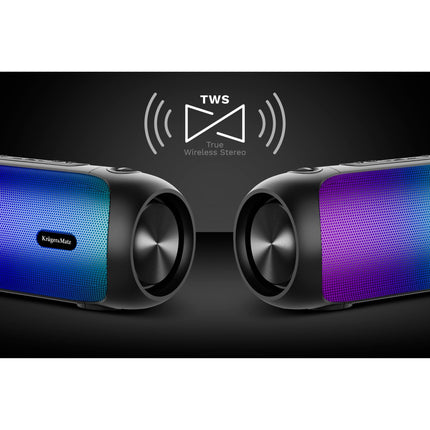 Krüger & Matz Street XL Draadloze Draagbare Bluetooth Speaker Met FM Radio - RGB Verlichting - TWS Functie - 30W - Zwart