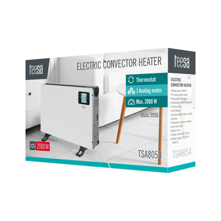 Elektrische Kachel tot 2000W - Convectorkachel - Radiator - Ingebouwde Thermostaat - LCD Display - Timer Functie - Wit