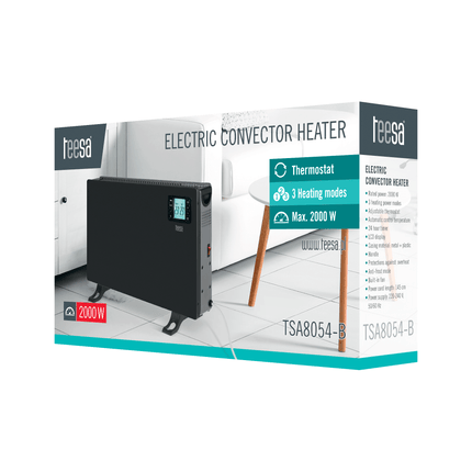 Elektrische Kachel tot 2000W - Convectorkachel - Radiator - Ingebouwde Thermostaat - LCD Display - Timer Functie - Zwart