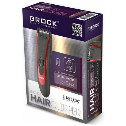 Brock Tondeuse & Trimmer voor Mannen – Draadloze Haartrimmer & Baardknipper – 24 Lengtestanden – RVS Mes – 45 Min – Rood