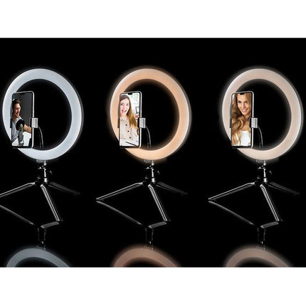 LED Ringlamp met Tripod 26 cm RGB verlichting en verschillende kleuren 9cm hoogte
