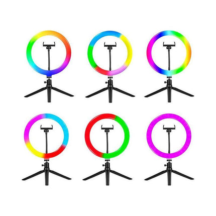 LED Ringlamp met Tripod 26 cm RGB verlichting en verschillende kleuren 9cm hoogte
