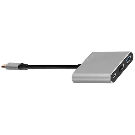Tracer Multifunctionele Adapter voor USB-C - 3 Verschillende Poorten - USB 3.0, HDMI 1.4, USB-C - Aluminium Zilver