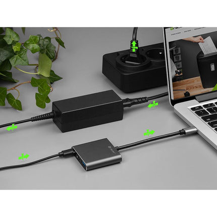 Tracer Multifunctionele Adapter voor USB-C - 3 Verschillende Poorten - USB 3.0, HDMI 1.4, USB-C - Aluminium Zilver
