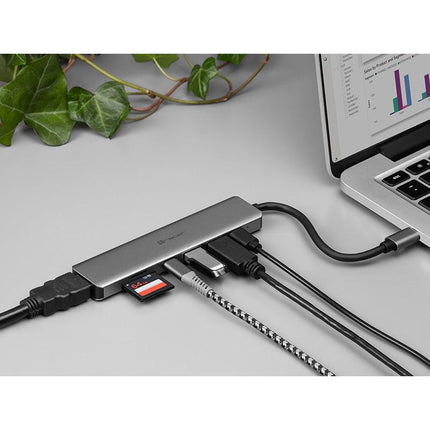 Tracer 7 in 1 Adapter USB Hub Type-C - HDMI 4K USB 3.0 PDW 60W - HDMI kaartlezer