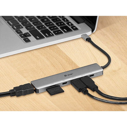Tracer 7 in 1 Adapter USB Hub Type-C - HDMI 4K USB 3.0 PDW 60W - HDMI kaartlezer