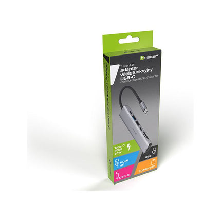 Tracer 7 in 1 Adapter USB Hub Type-C - HDMI 4K USB 3.0 PDW 60W - HDMI kaartlezer