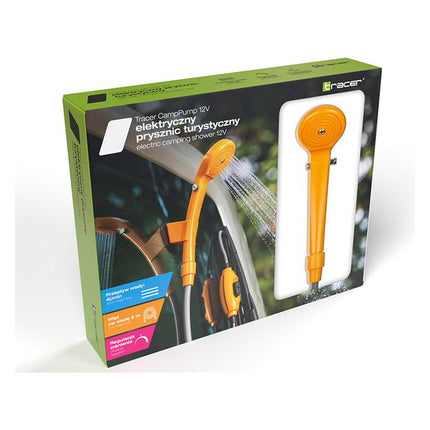 Tracer CampPump 12V Elektrische Camping Douche - Campingdouche - Draagbare Douche - Kampeerdouche - Oranje