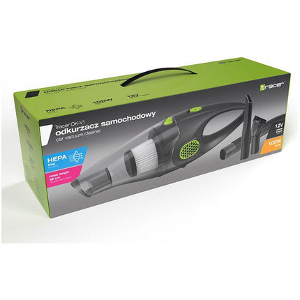 Tracer Autostofzuiger Incl 2 HEPA filters - Handstofzuiger Kruimelzuiger - Compact en Krachtig - 2 Opzetstukken En Verlengbuis - 12V - Zwart