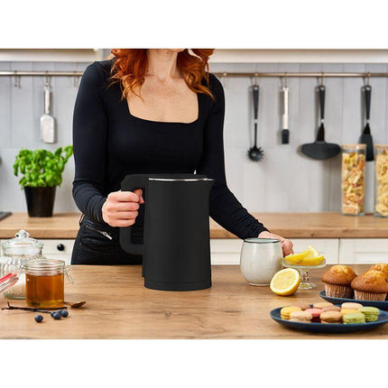 Lafe Moderne Dubbelwandige Elektrische waterkoker Met Cool Touch Handvat Zwart 1,8L 1800W