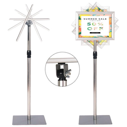 Trendmix Informatiestandaard A4 Zilver – Verstelbaar Presentatiebord – Reclamestandaard met Draaibaar Frame – Menubord Aluminium