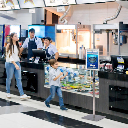 Trendmix Informatiestandaard A4 Zilver – Verstelbaar Presentatiebord – Reclamestandaard met Draaibaar Frame – Menubord Aluminium