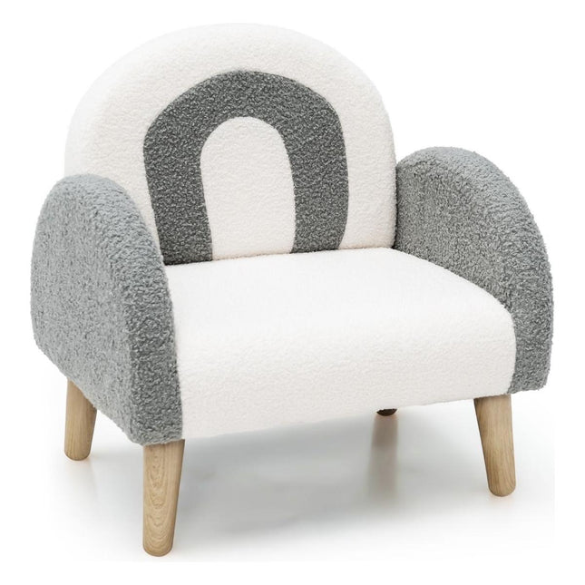 Trendmix Kinderfauteuil Teddy Grijs – Regenboogdesign – Fauteuil Kind 3-5 Jaar – Lounge Stoel met Ergonomisch Ontwerp – 51 × 42 × 51 cm