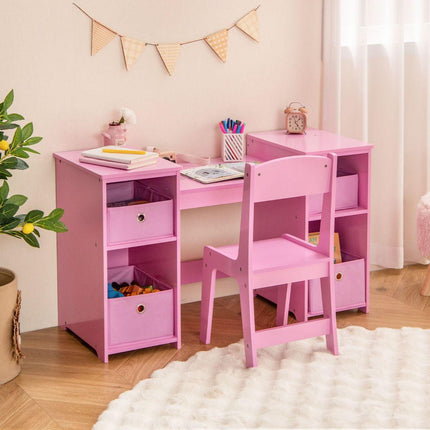 Trendmix 2 in 1 Kaptafel kind met Stoel En 3 Spiegels 104 x 40 x 117 cm Roze - Set voor Kinderen - Make-Up Tafel - Opmaaktafel