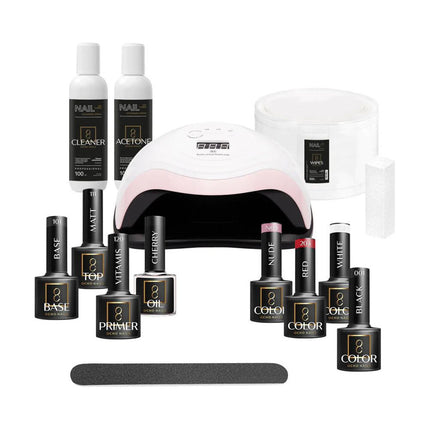 Ocho Nails Starterkit 7 Hybride Set – Met UV/LED Lamp en 4 Kleuren Gellak