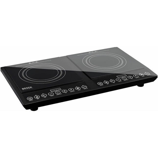 BROCK Vrijstaande Inductie Kookplaat – 2 Pits – 2x 2000W – Digitaal Display – 5 Functies & 8 Warmtestanden – Zwart