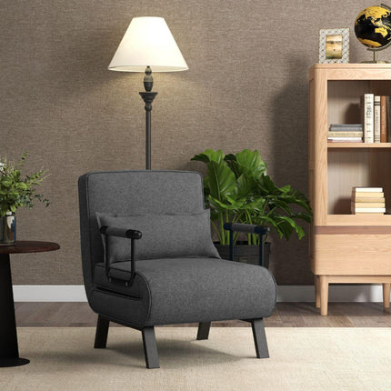 Trendmix 4-in-1 Slaapstoel Donkergrijs – Inklapbare Slaapbank – Verstelbare Rugleuning – Slaapfauteuil 1 Persoon – Tot 150 kg Draagvermogen