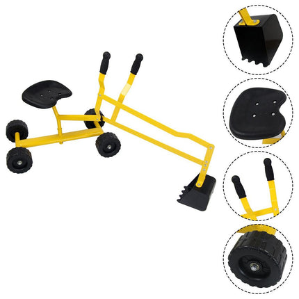 Trendmix Graafmachine Zandbak voor Kinderen Geel - Buitenspeelgoed - 360 Graden Draaibare Stoel - Handmatige Graafmachine Met Wielen - Zandbak Kraan