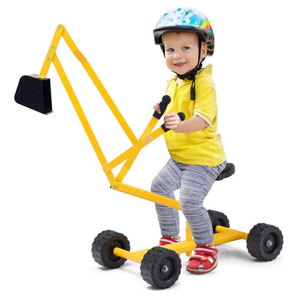 Trendmix Graafmachine Zandbak voor Kinderen Geel - Buitenspeelgoed - 360 Graden Draaibare Stoel - Handmatige Graafmachine Met Wielen - Zandbak Kraan