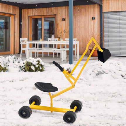 Trendmix Graafmachine Zandbak voor Kinderen Geel - Buitenspeelgoed - 360 Graden Draaibare Stoel - Handmatige Graafmachine Met Wielen - Zandbak Kraan