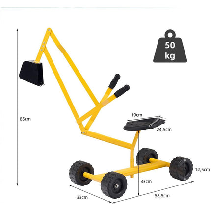 Trendmix Graafmachine Zandbak voor Kinderen Geel - Buitenspeelgoed - 360 Graden Draaibare Stoel - Handmatige Graafmachine Met Wielen - Zandbak Kraan