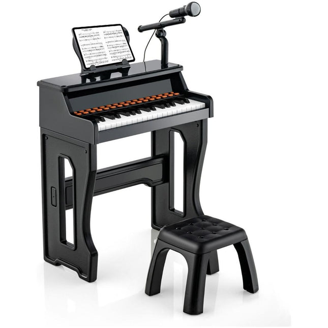 Trendmix 37 Toetsen Elektronisch Kinderpiano - Kinderpiano met kruk, Microfoon en Bladmuziekstandaard  - Piano voor kinderen vanaf 3 jaar- 41 x 22,5 x 49 cm Zwart