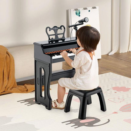 Trendmix 37 Toetsen Elektronisch Kinderpiano - Kinderpiano met kruk, Microfoon en Bladmuziekstandaard  - Piano voor kinderen vanaf 3 jaar- 41 x 22,5 x 49 cm Zwart